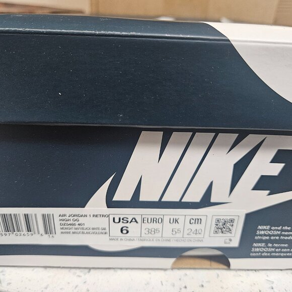 Size 6 Mens/7.5 Womens - Air Jordan 1 Retro OG High Midnight Navy/White NEW DS - Picture 10 of 10